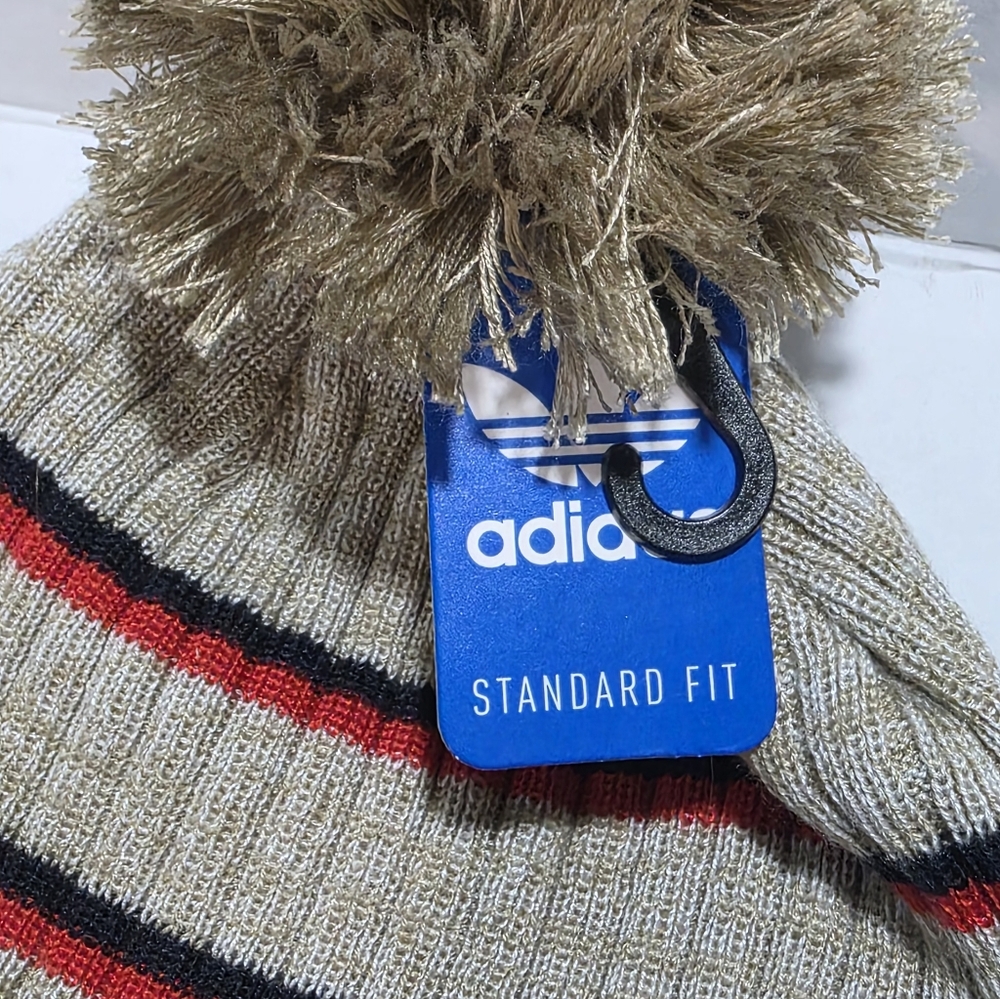 New Adidas Pom Pom Beanie Originals 90's Stripes NWT Unisex Adult Standard Fit - Picture 2 of 7